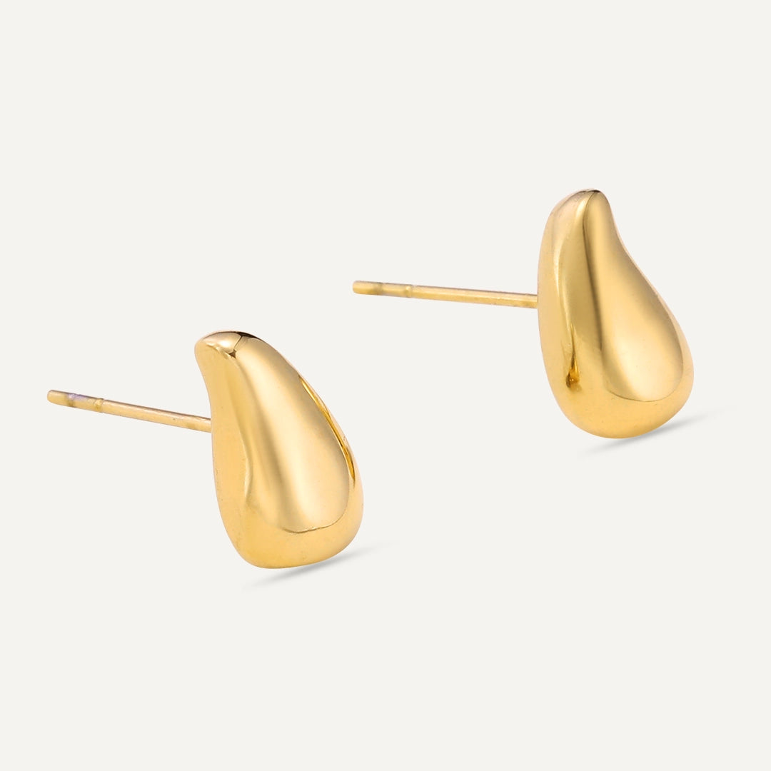 Vibes | Liquid Teardrop Stud Earrings | 18K Gold-Plated