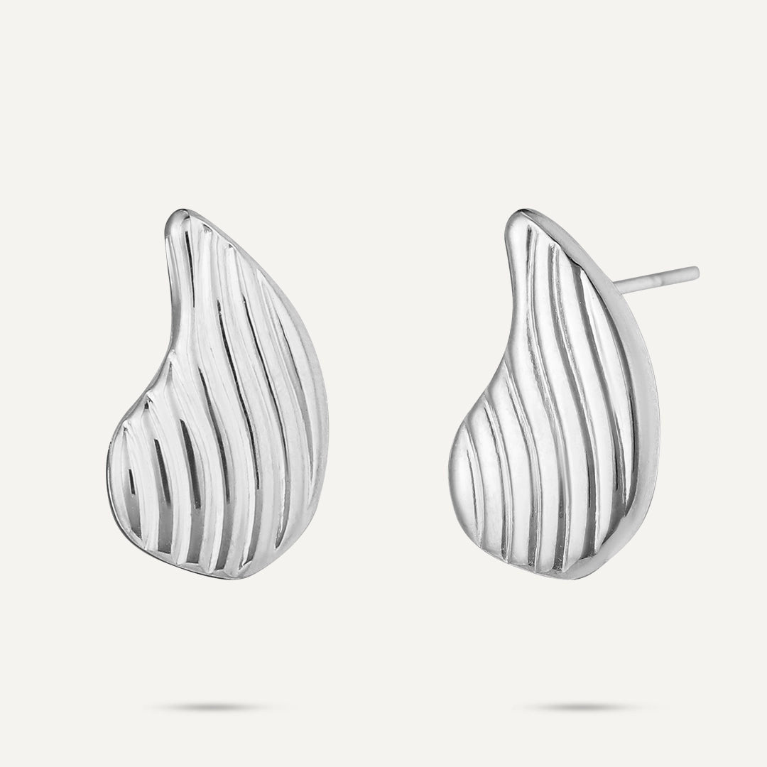 Vibes | Ripple Glow Stud Earrings | White Gold-Plated