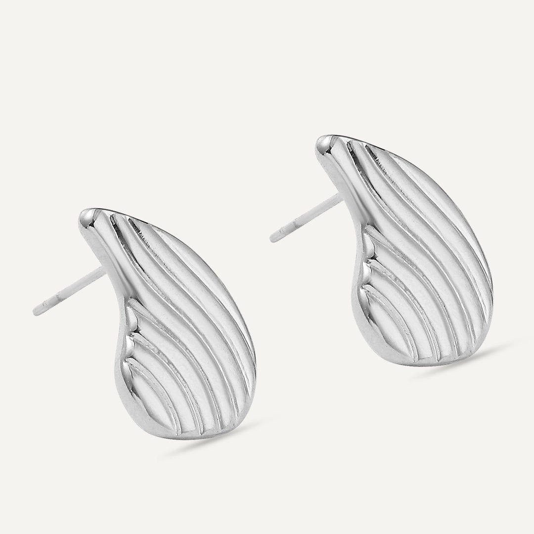 Vibes | Ripple Glow Stud Earrings | White Gold-Plated