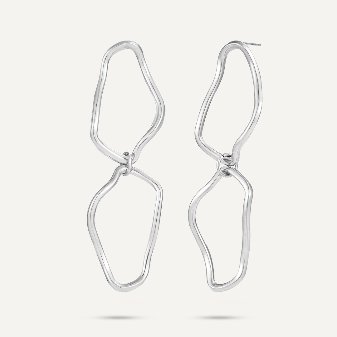 Vibes | Flow Link Earrings | White Gold-Plated