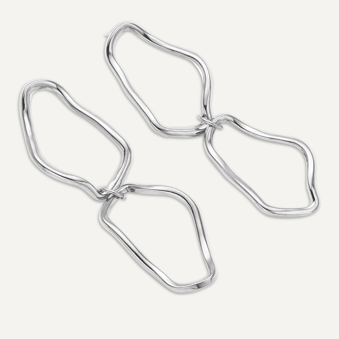 Vibes | Flow Link Earrings | White Gold-Plated