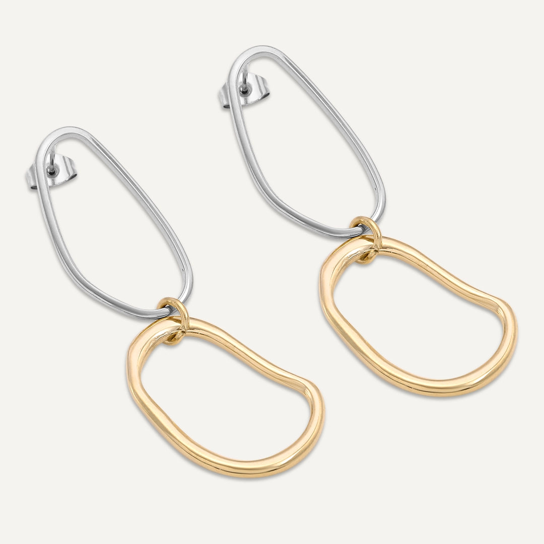 Vibes | Ripple Link Earrings | 18K Gold & White Gold-Plated