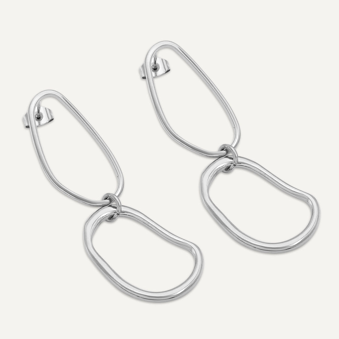 Vibes | Ripple Link Earrings | White Gold-Plated