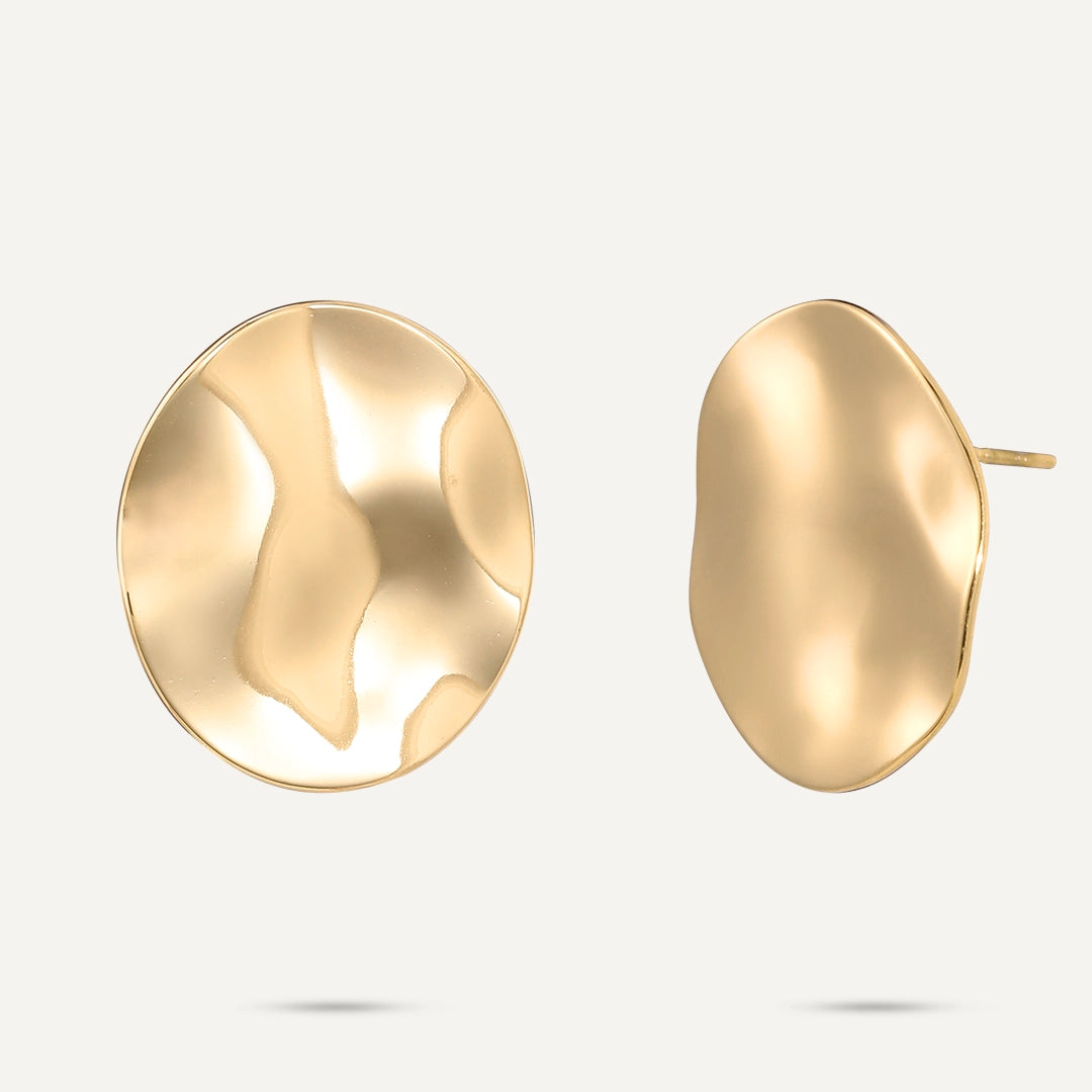 Vibes | Melted Oval Stud Earrings | 18K Gold-Plated