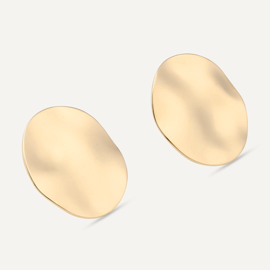 Vibes | Melted Oval Stud Earrings | 18K Gold-Plated