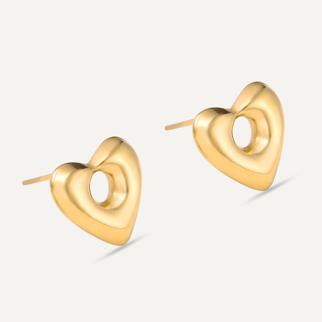 Vibes | Sweetheart Cut-Out Stud Earrings | 18K Gold-Plated