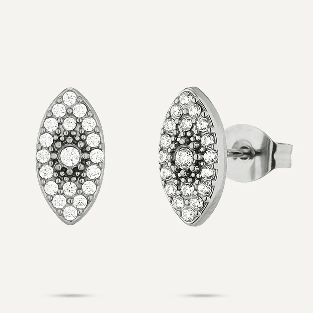 Vibes | Crystal Marquise Stud Earrings | White Gold-Plated