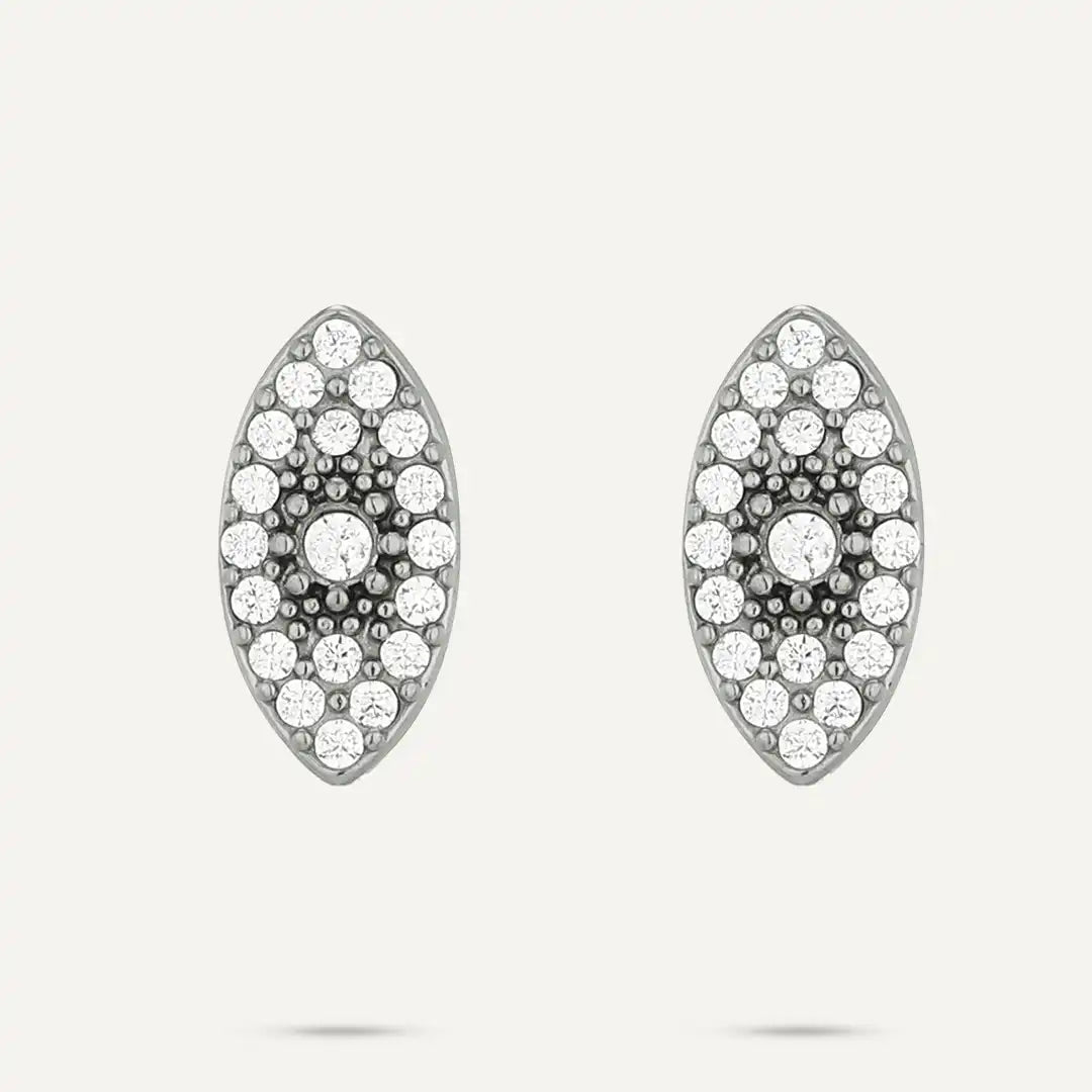 Vibes | Crystal Marquise Stud Earrings | White Gold-Plated