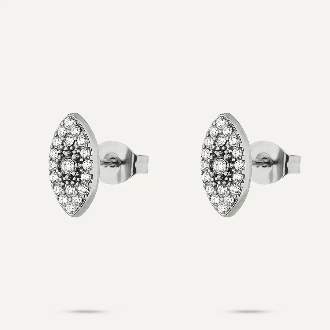 Vibes | Crystal Marquise Stud Earrings | White Gold-Plated