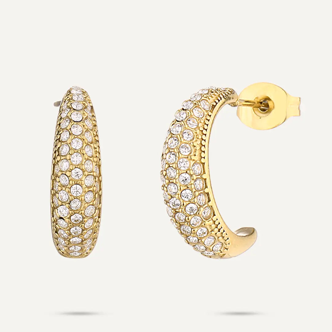 Vibes | Crystal Pavé Hoop Earrings | 18K Gold-Plated