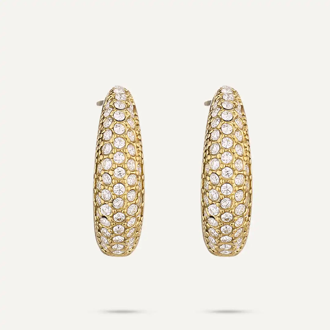 Vibes | Crystal Pavé Hoop Earrings | 18K Gold-Plated