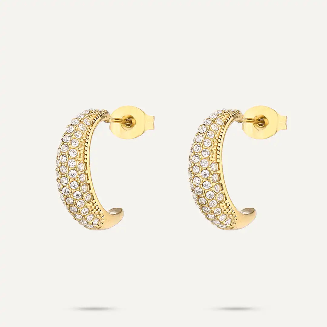 Vibes | Crystal Pavé Hoop Earrings | 18K Gold-Plated