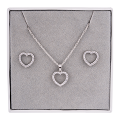 Boxed Cubic Zirconia Silver Heart Jewellery Set - D&X Retail