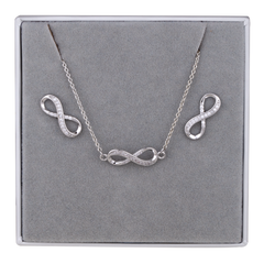Boxed Cubic Zirconia Silver Infinity Jewellery Set - D&X Retail
