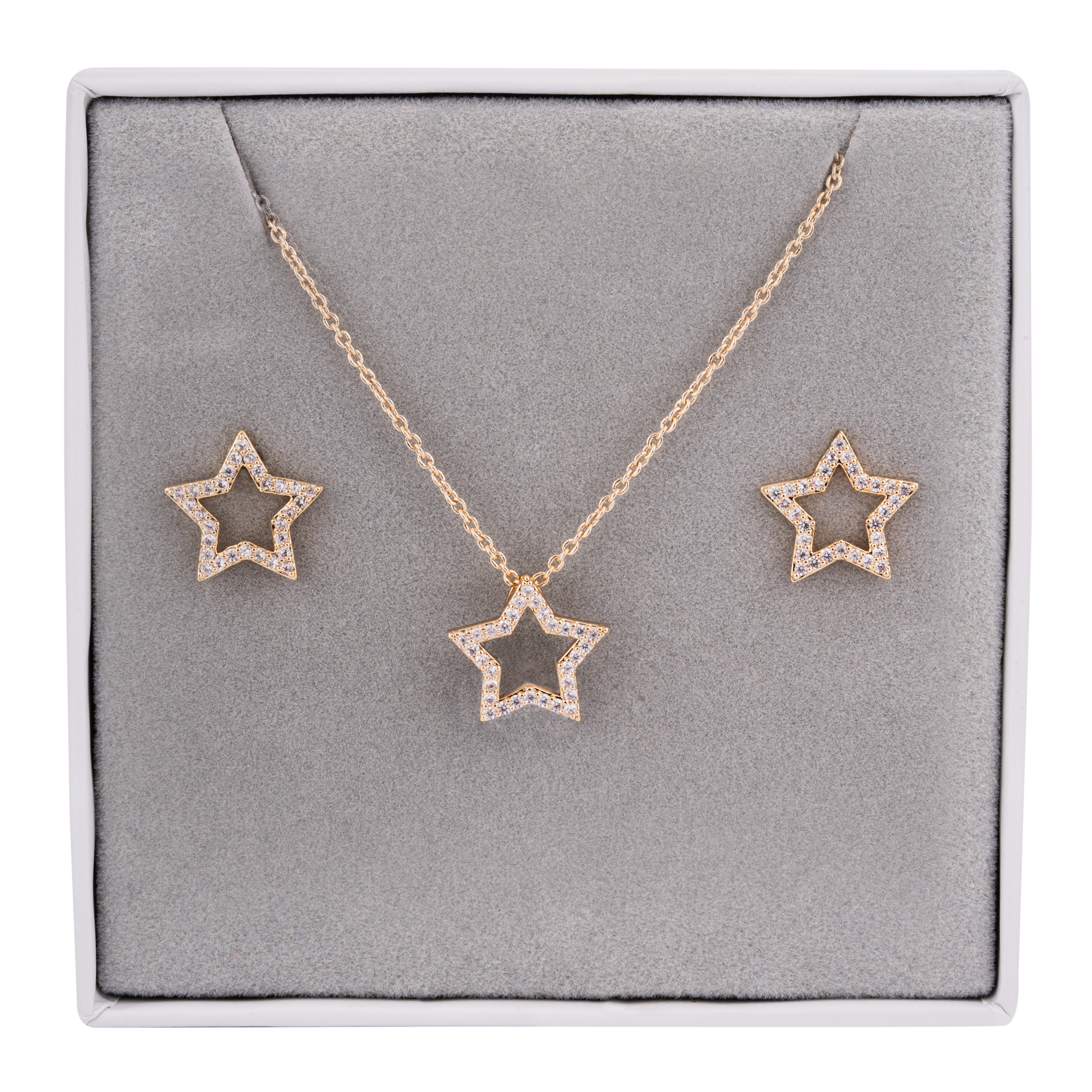Boxed Cubic Zirconia Gold Star Jewellery Set - D&X Retail