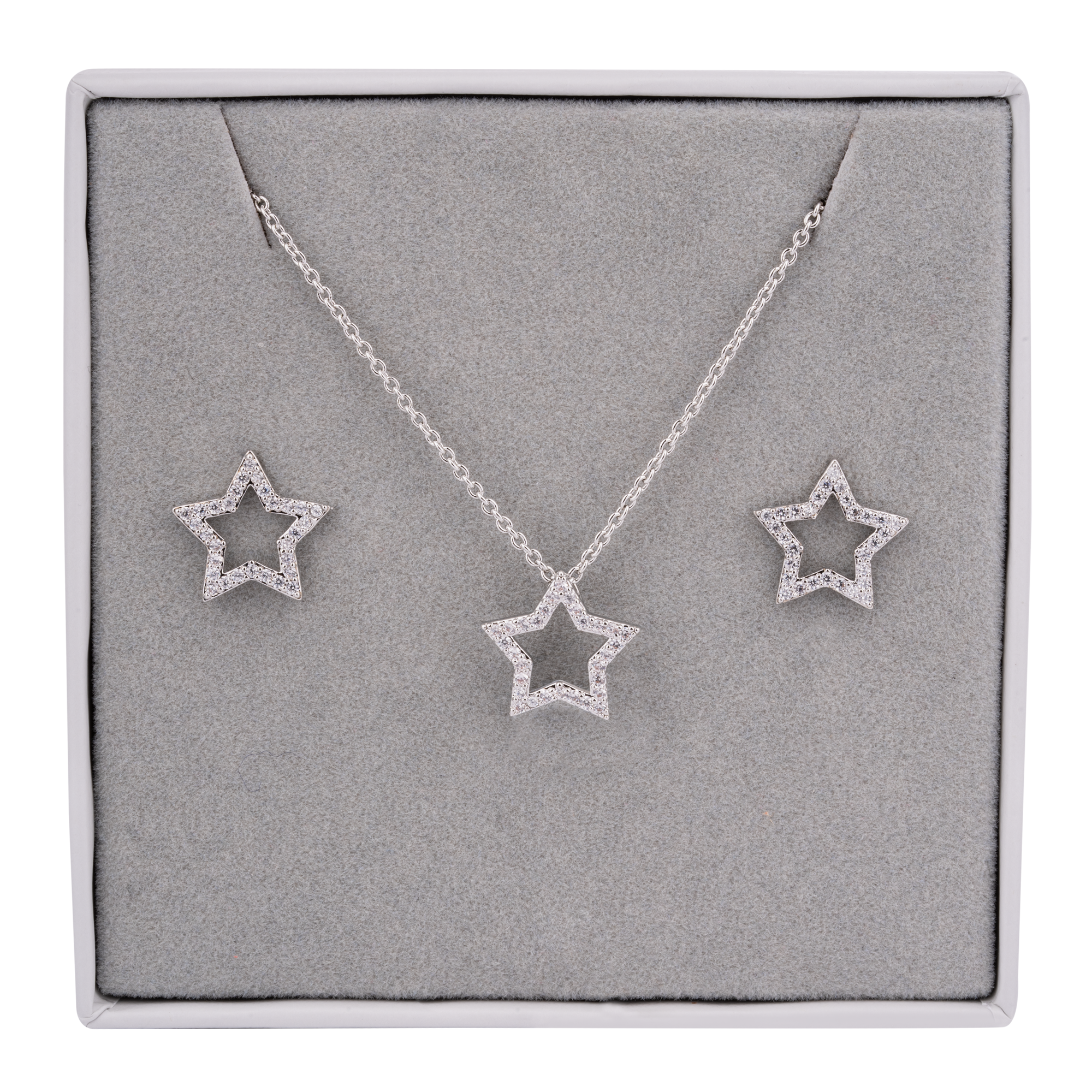 Boxed Cubic Zirconia Silver Star Jewellery Set - D&X Retail