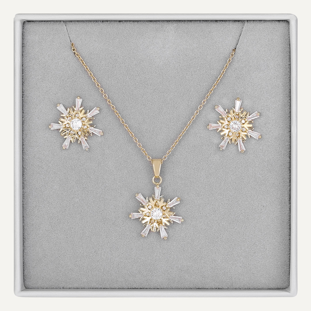 Radiant Sunburst Jewelry Set In Gold-Tone