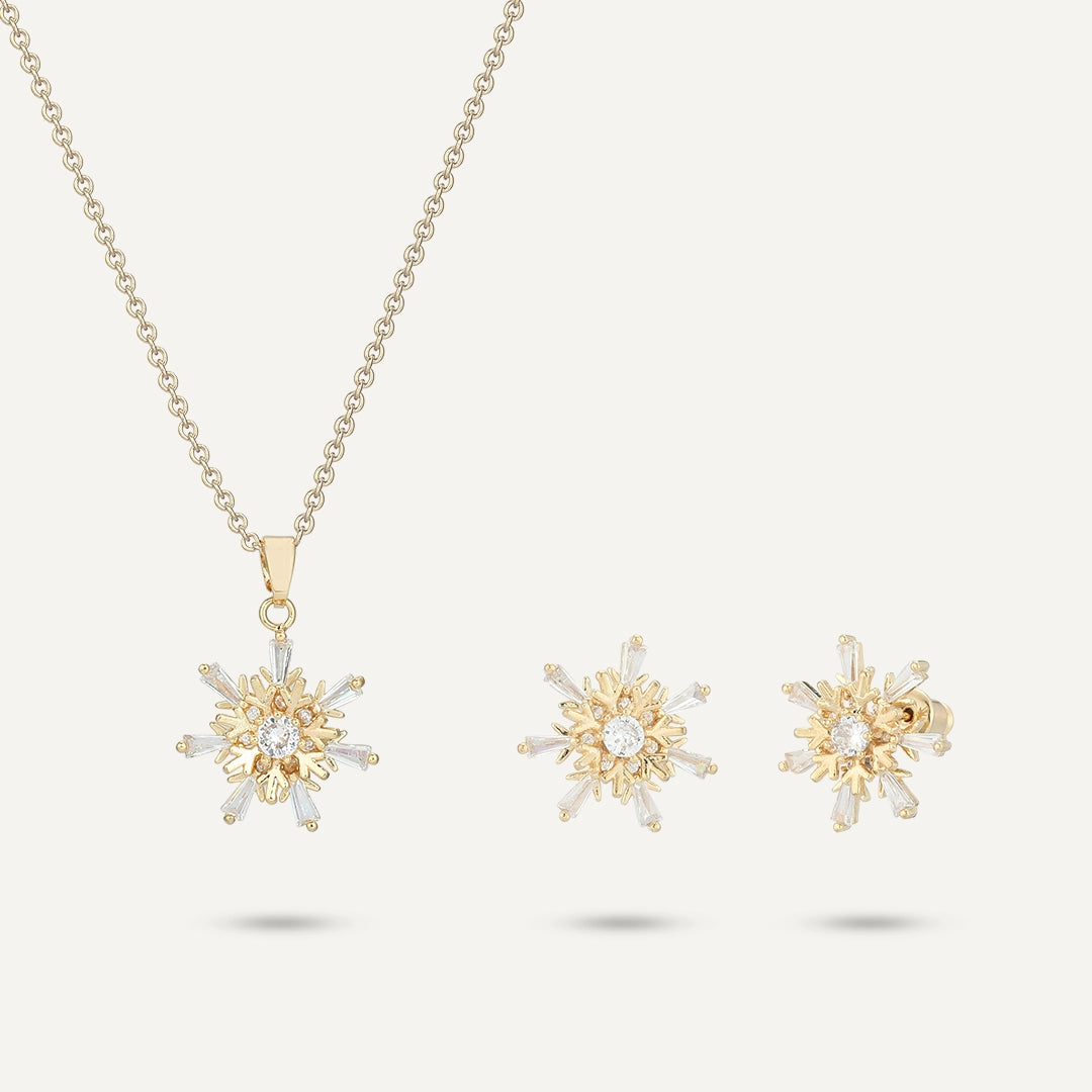 Radiant Sunburst Jewelry Set In Gold-Tone