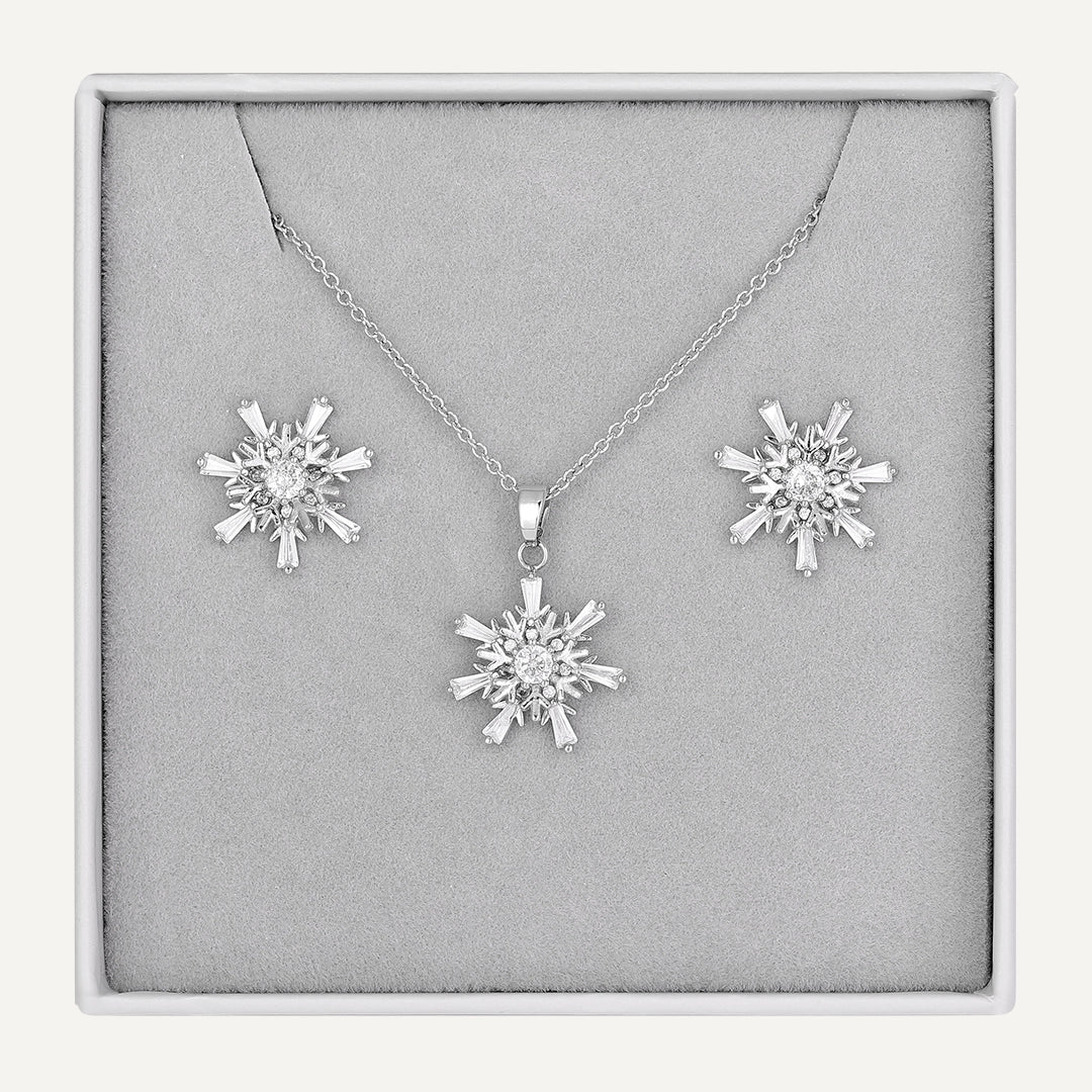 Radiant Sunburst Jewelry Set In Silver-Tone