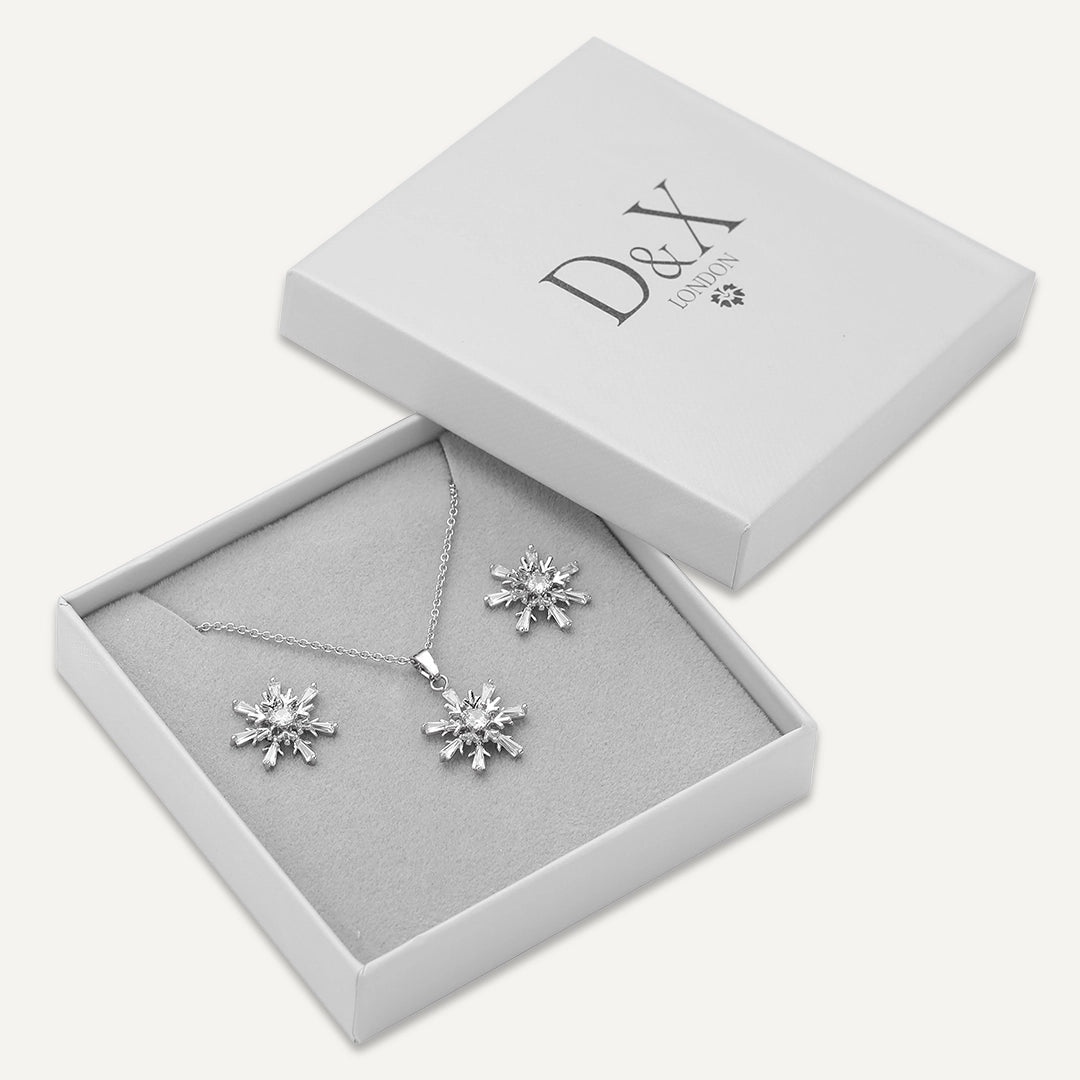 Radiant Sunburst Jewelry Set In Silver-Tone