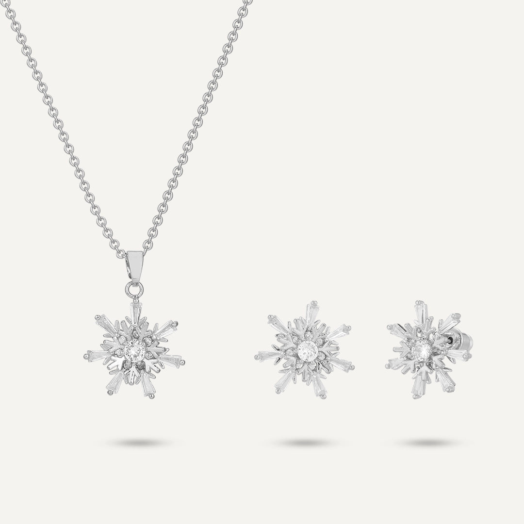 Radiant Sunburst Jewelry Set In Silver-Tone