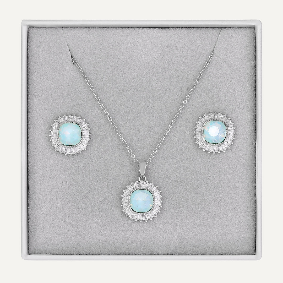 Iridescent Glow Jewelry Set In Silver-Tone