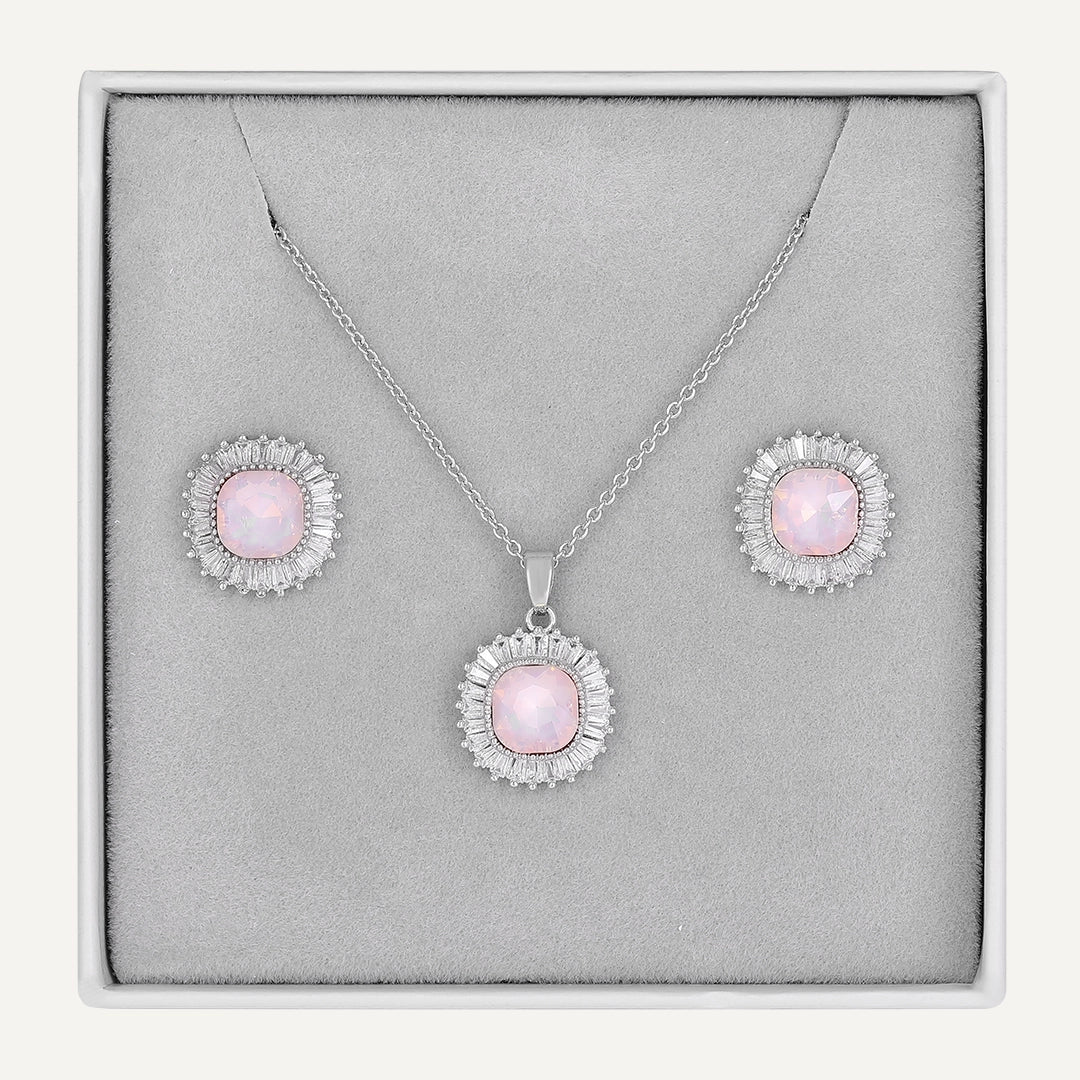 Blush Glow Jewelry Set In Silver-Tone