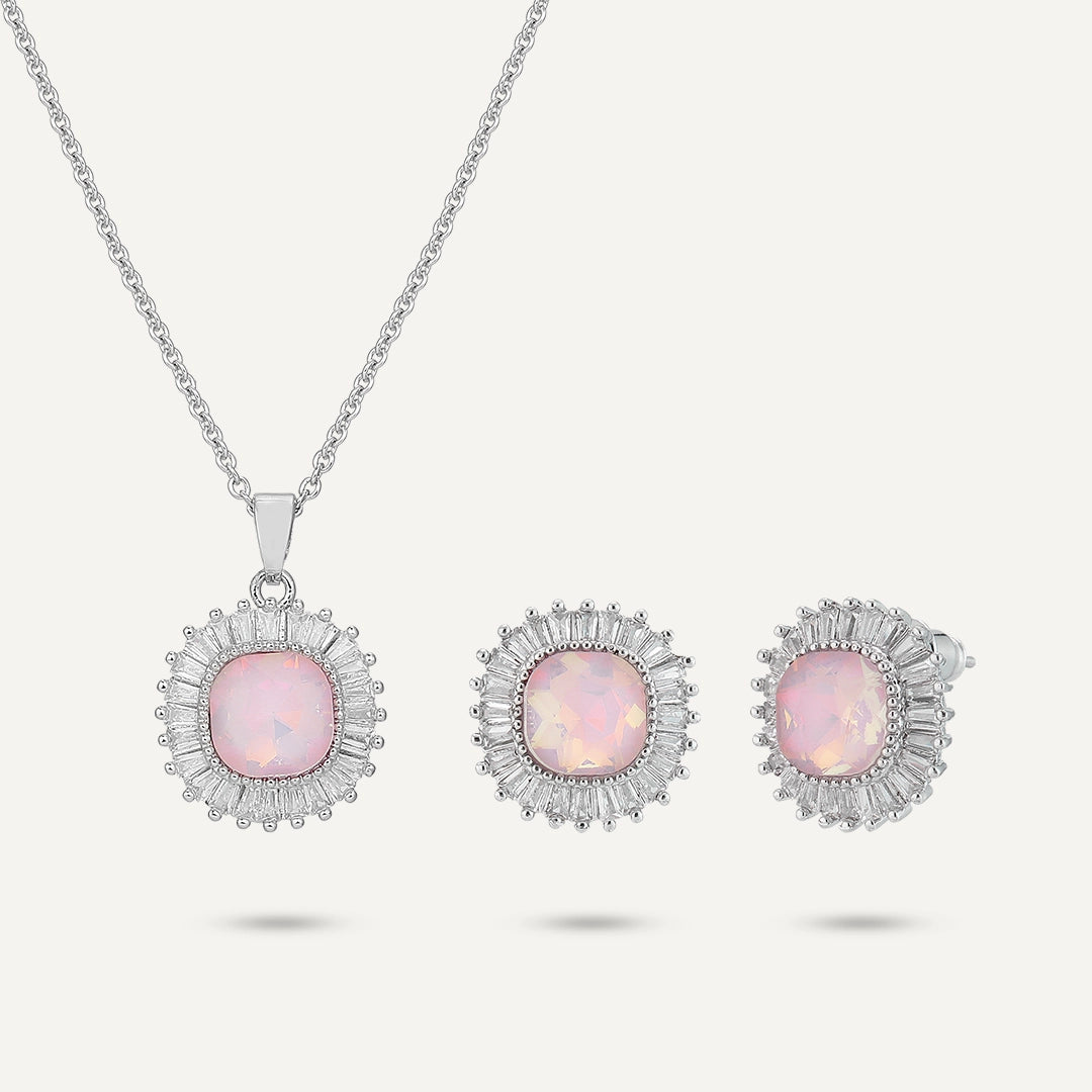 Blush Glow Jewelry Set In Silver-Tone