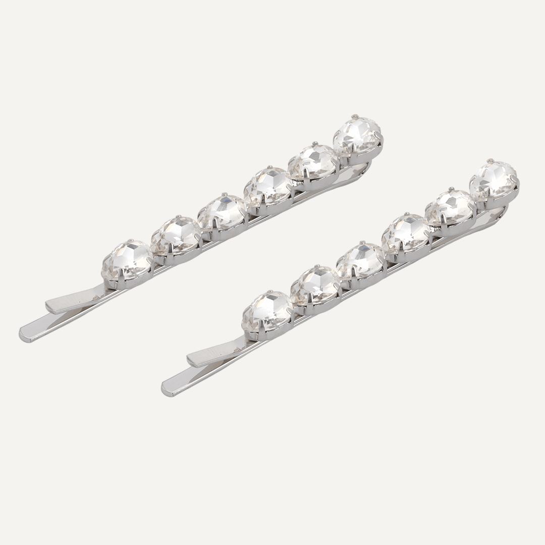 Slide Crystal Hair Accessories In Silver Tone