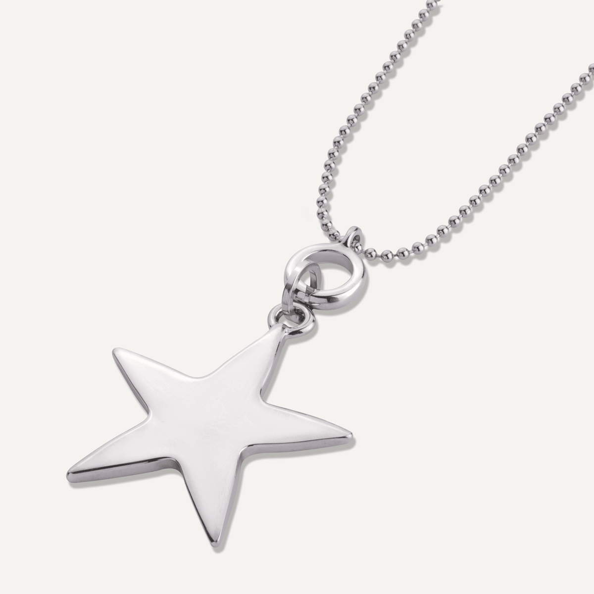 Close-up view of Eternal Contemporary Star Pendant Necklace In Silver
