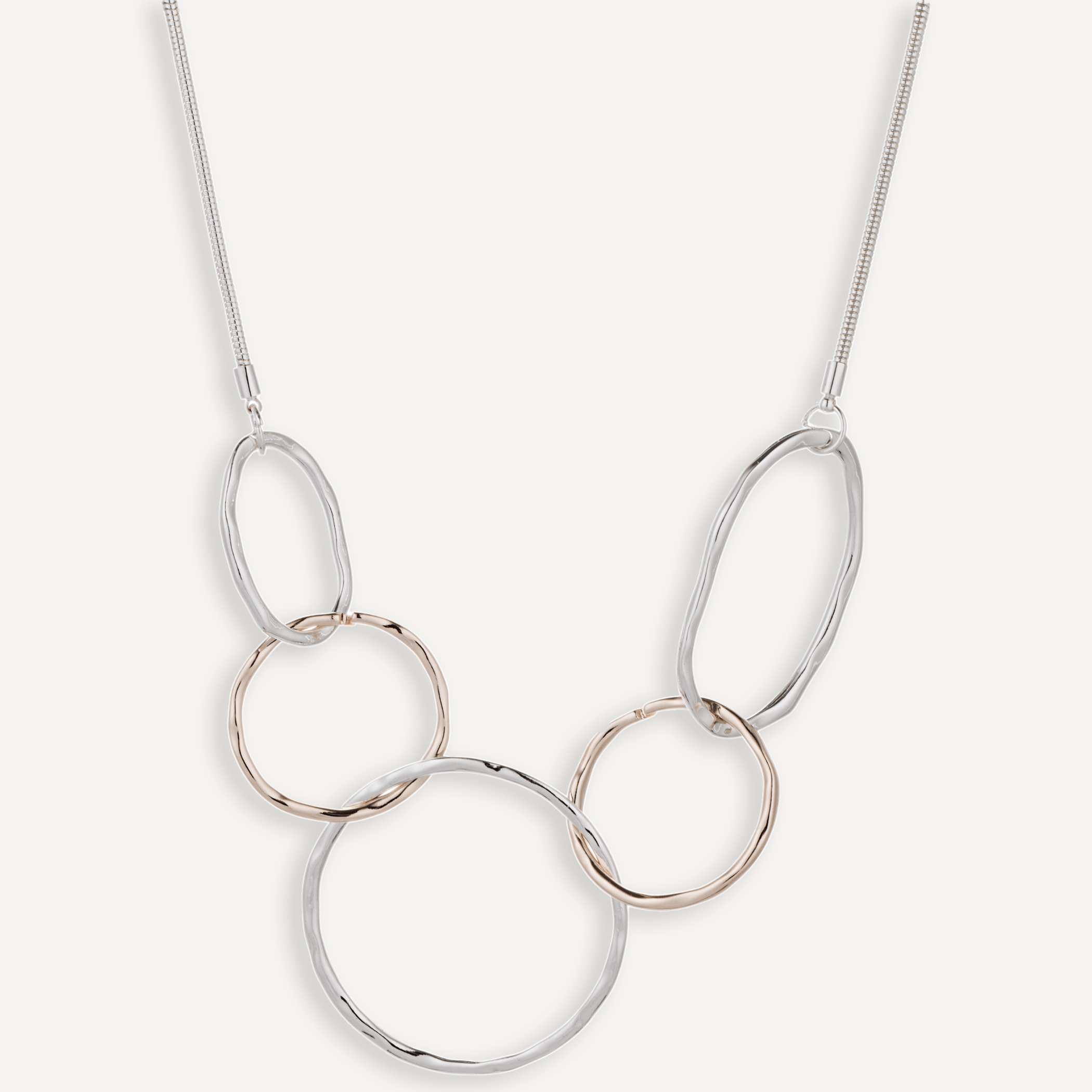 Geo Abstract Interlocking Circles Necklace In Rose Gold - D&X Retail