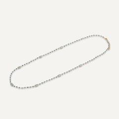 Long Aqua Blue Crystal Stone Gold Necklace - D&X Retail
