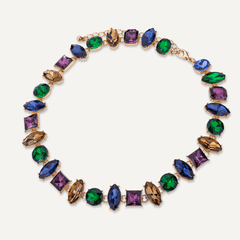 Multi-coloured Crystal Collar Necklace In Gold-Tone - D&X Retail
