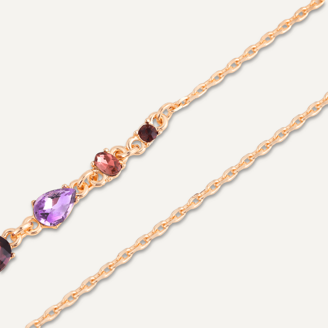 Mixed Cut Purple Short Necklace In Gold-Tone