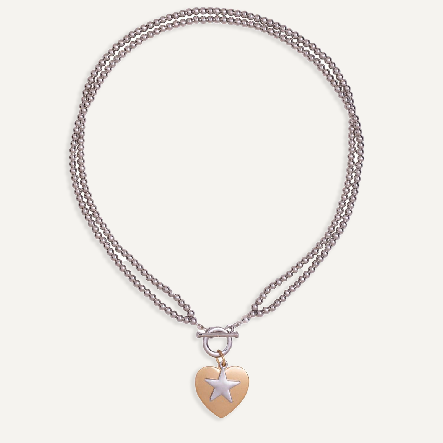 Emily Heart and Star Necklace In Silver - D&X Retail