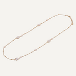 Long Moonstone & Pearl Crystal Stone Gold Necklace - D&X Retail