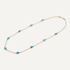 Long Cerulean Multi Crystal Gold Necklace - D&X Retail