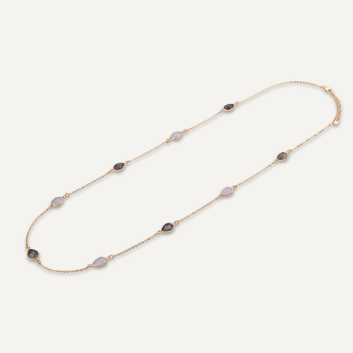 Long Moonstone & Labradorite Multi Crystal Gold Necklace - D&X Retail