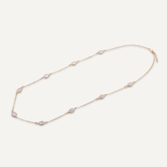 Long Moonstone Multi Crystal Gold Necklace - D&X Retail