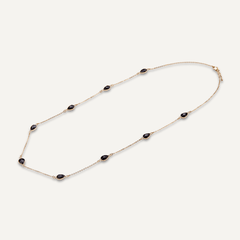Long Black Spinel Multi Crystal Gold Necklace - D&X Retail