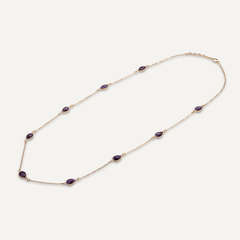 Long Amethyst Multi Crystal Gold Necklace - D&X Retail