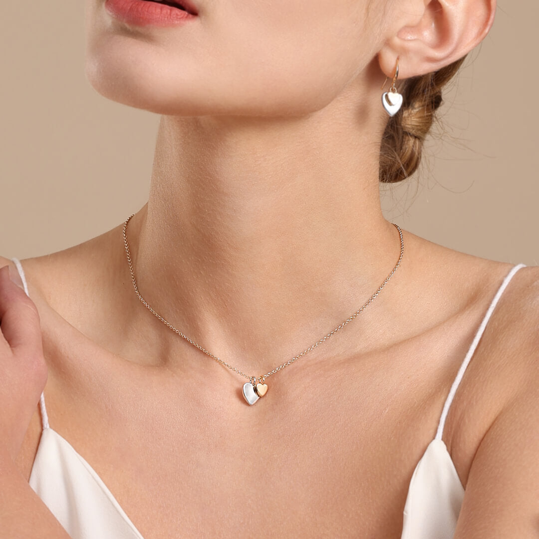 Keira Mixed Heart Duo Necklace In Gold & Silver-Tone