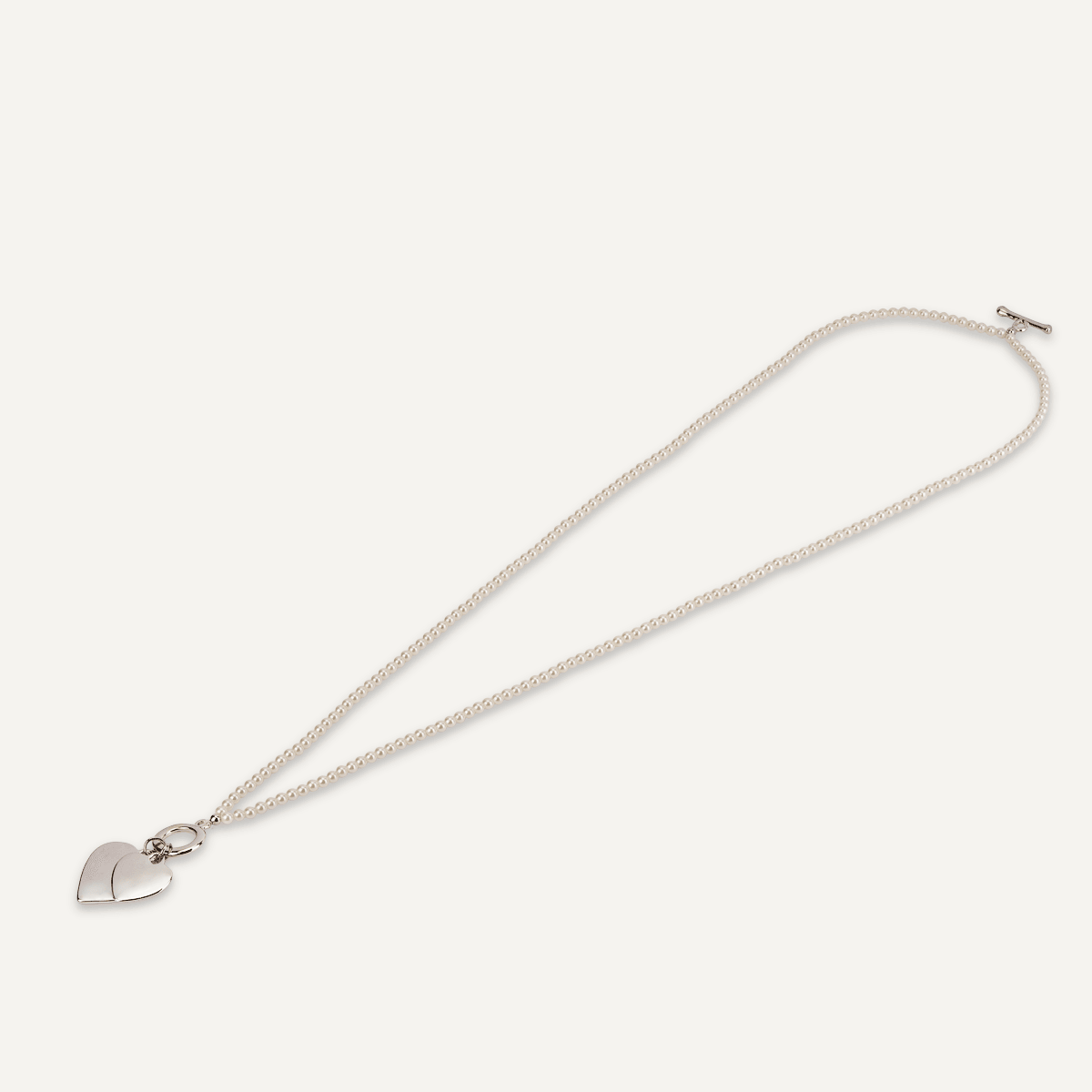Double-Row Pearl Heart Pendant Necklace - D&X Retail