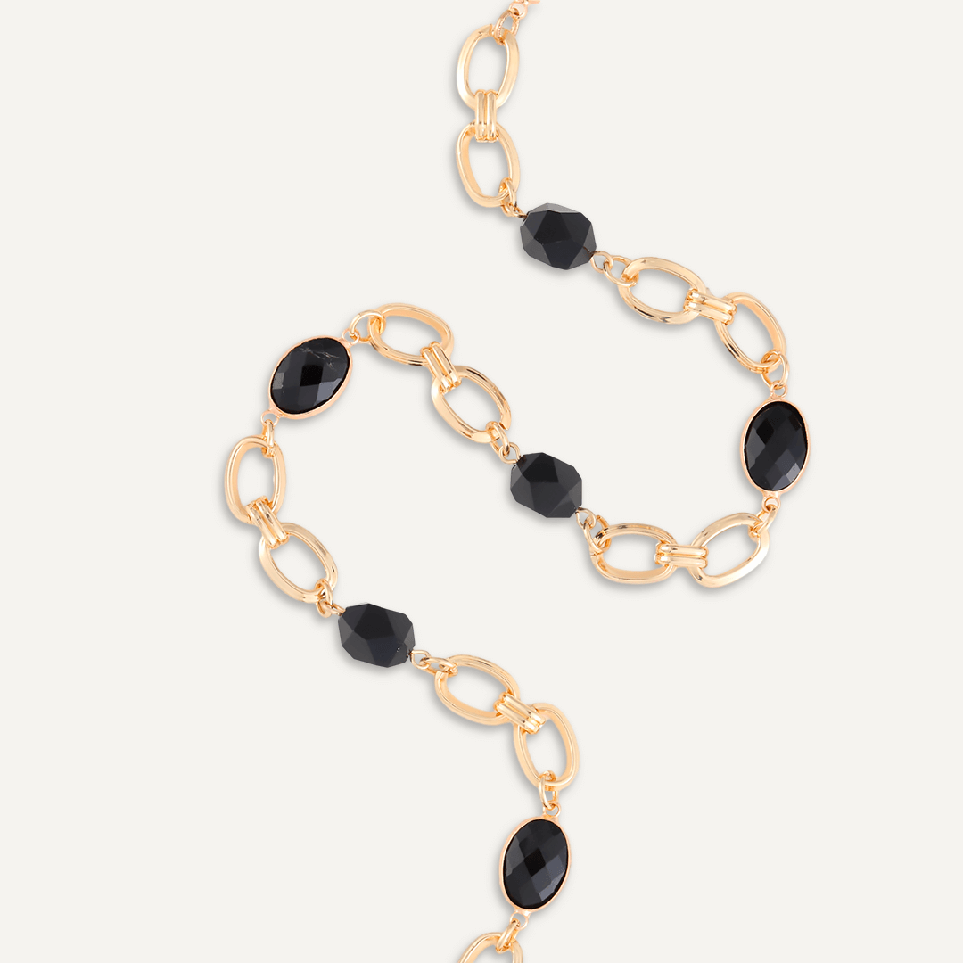 Mixed Cut Black Crystal Short Necklace In Gold-Tone