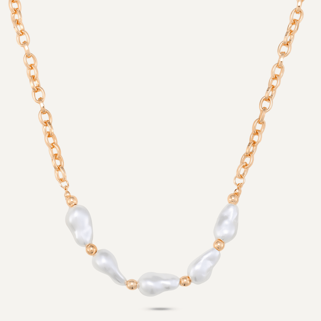 Faux Pearl Short Necklace In Gold-Tone