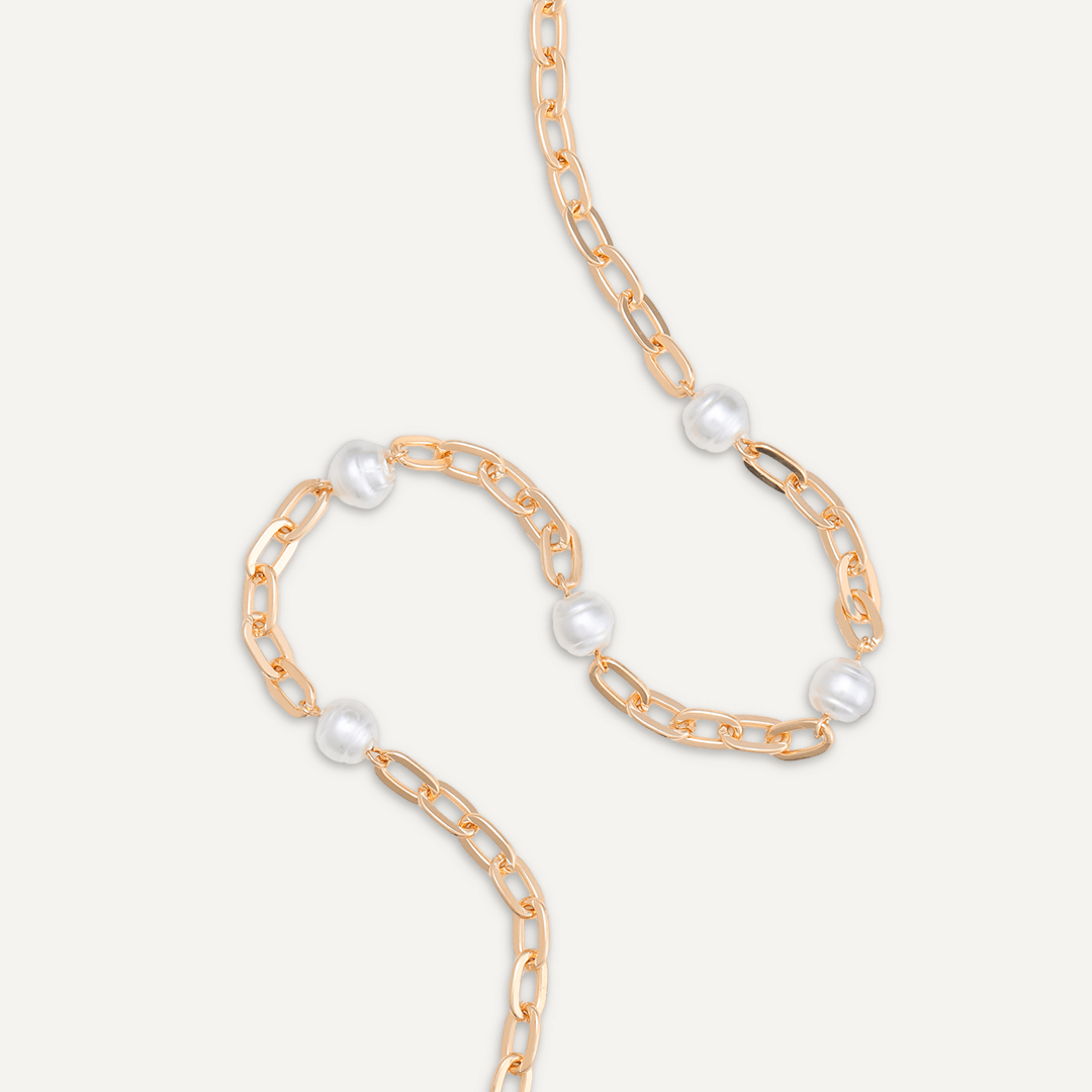 Faux Pearl Clasp Necklace In Gold-Tone