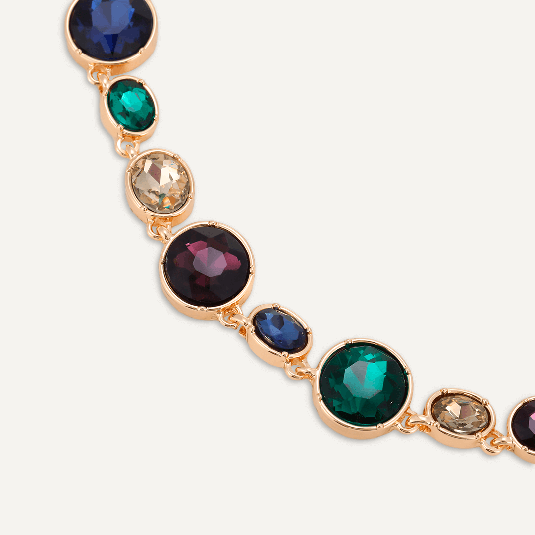 Mixed-Cut Multi-Coloured Jewel Necklace In Gold-Tone