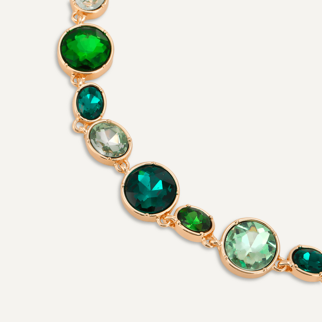 Mixed-Cut Green Jewel Necklace In Gold-Tone