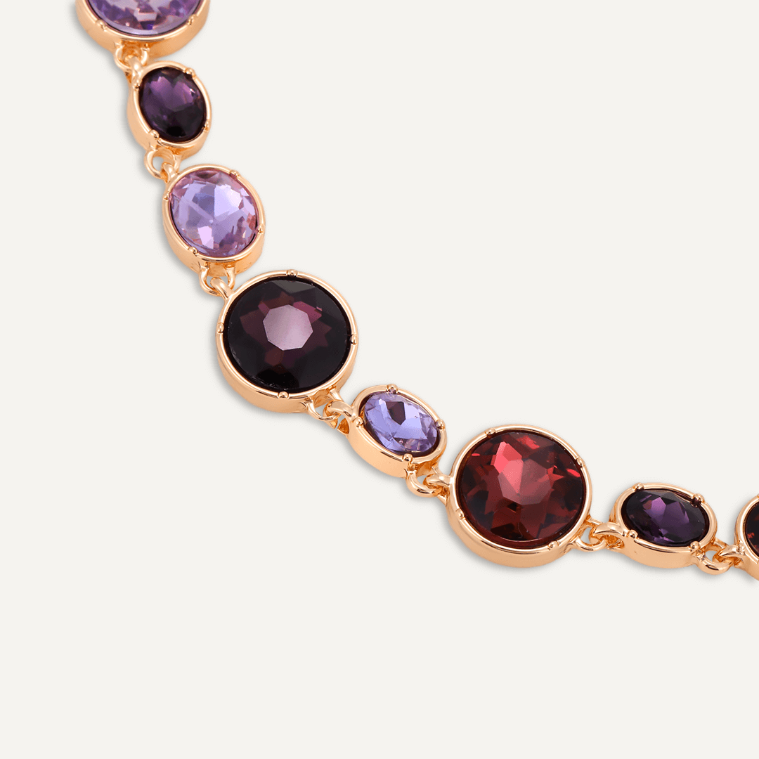 Mixed-Cut Purple Jewel Necklace In Gold-Tone