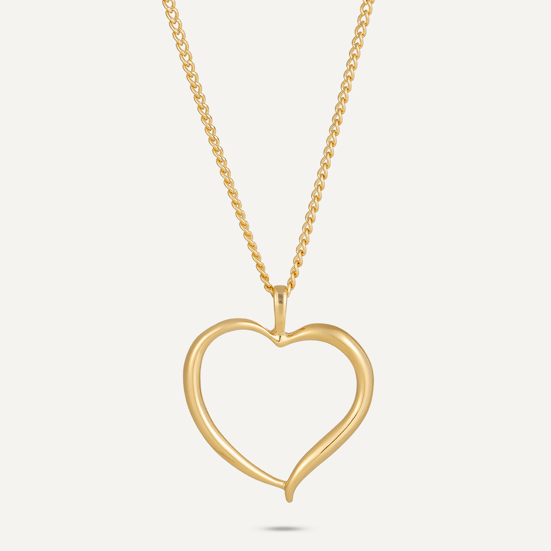 Heart Pendant Long Necklace In Gold-Tone